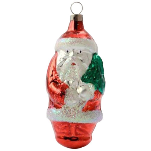 Nikolaus rot Glas innen versilbert Huetchen aus Blech