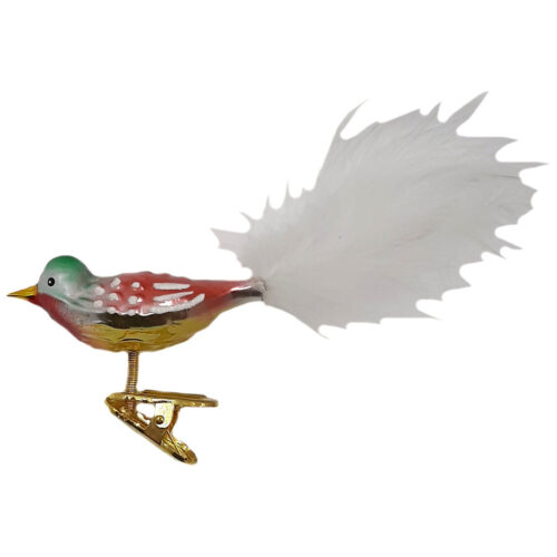 Glass bird with feathered tail