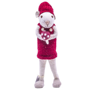Winter wool mouse with mushroom