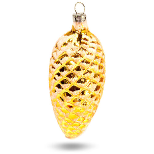 Tannenzapfen gold Glas innen versilbert Huetchen aus Blech