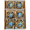 6er Set Kugeln Petrol Gold mit Barockmuster