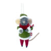 Felt mouse with green jacket