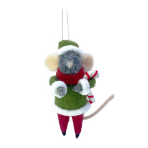 Felt mouse with green jacket