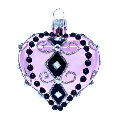 Weihnachtsschmuck transparentes Herz Schwarz und Rosa