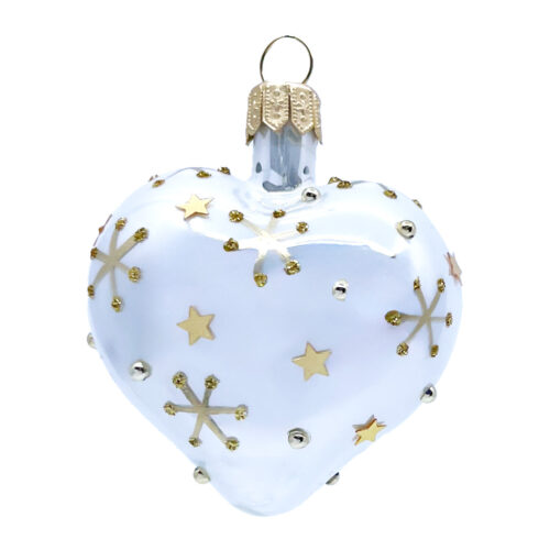 Weihnachtsschmuck Herz mit Schneeflocken in Weiss und Gold